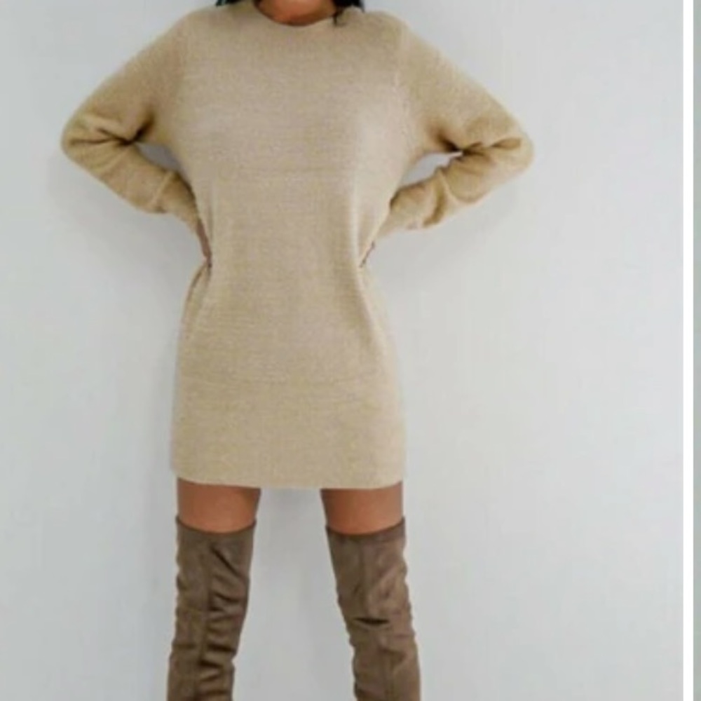 YAYA Ribbed Alpaca Wool Sweater Tunic Cream Longline XS